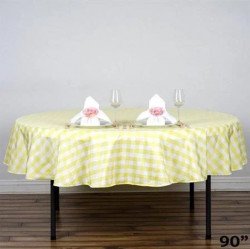 9020yellow20gingham 1657657774 Linen- Round- 90"- Gingham- Message for color options Linens- add on only- several colors are available