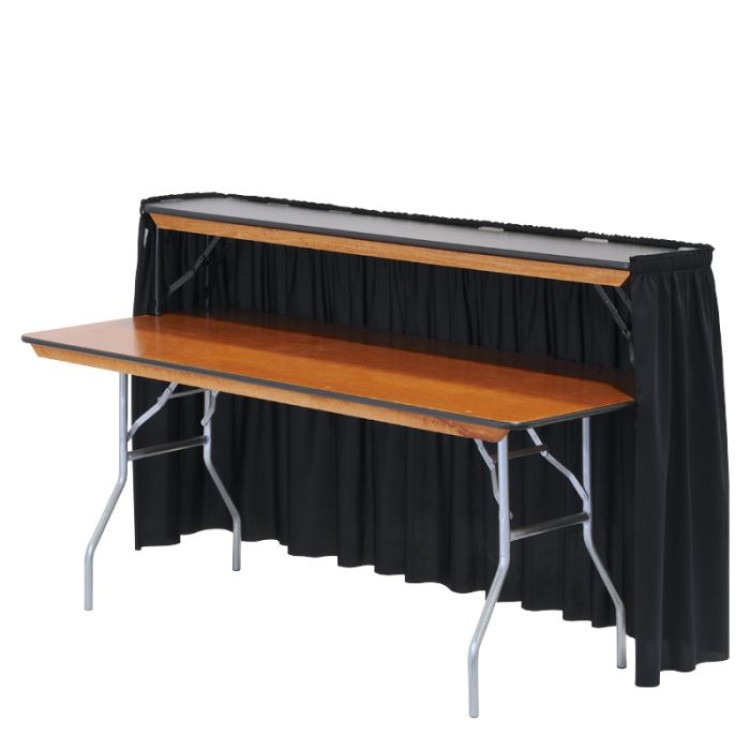 6' serving bar with black drape