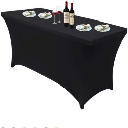 Buffet line- 3 banquet tables with black covers
